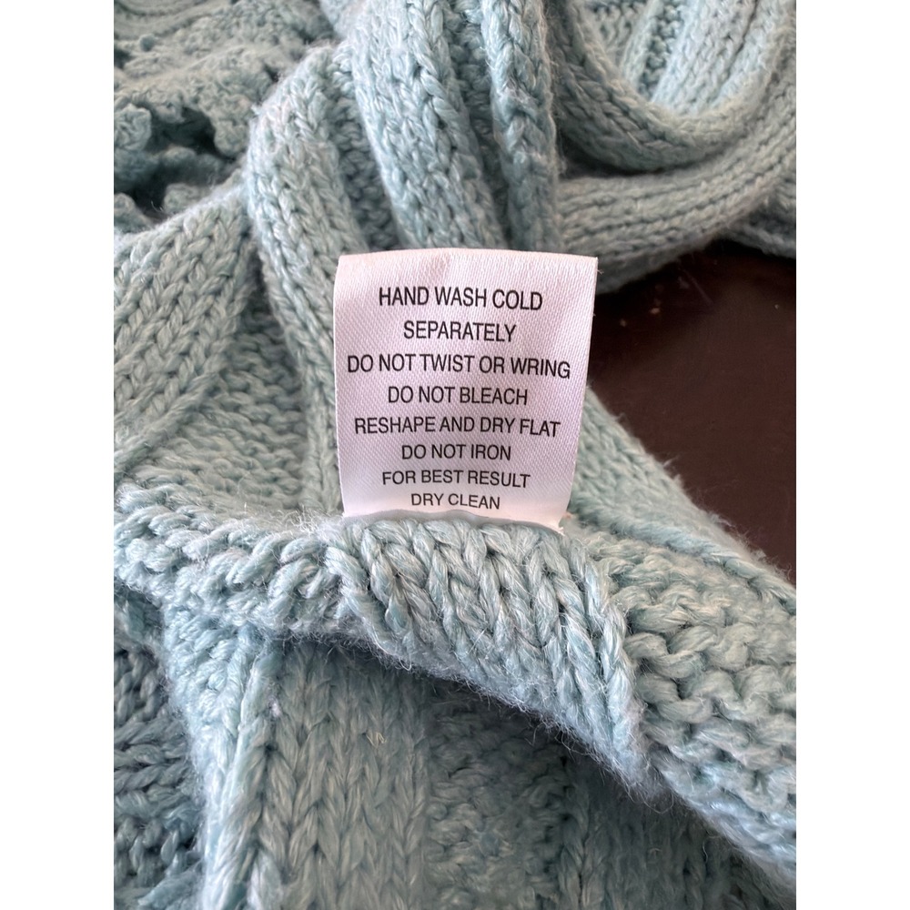 Romeo & Juliet Couture Boho Knit Aqua Crochet Back Cocoon Cardigan Open Front S - Picture 7 of 7